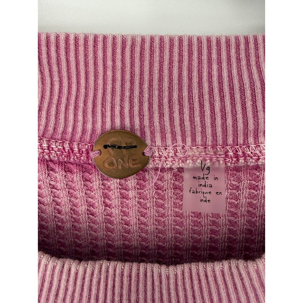 Free People FP One Interlaken Thermal Top Pink Cropped Lace-Up Sides Boho L - Picture 6 of 10